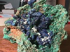 Azurite on Malachite
